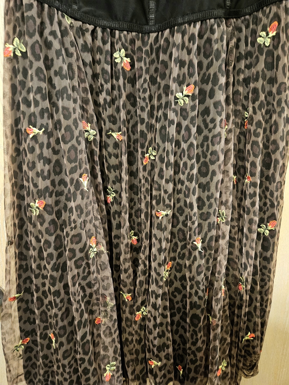 Torrid x Betsey Johnson Brown Leopard Print Dress with Red Rose Embroidery - Picture 3 of 7